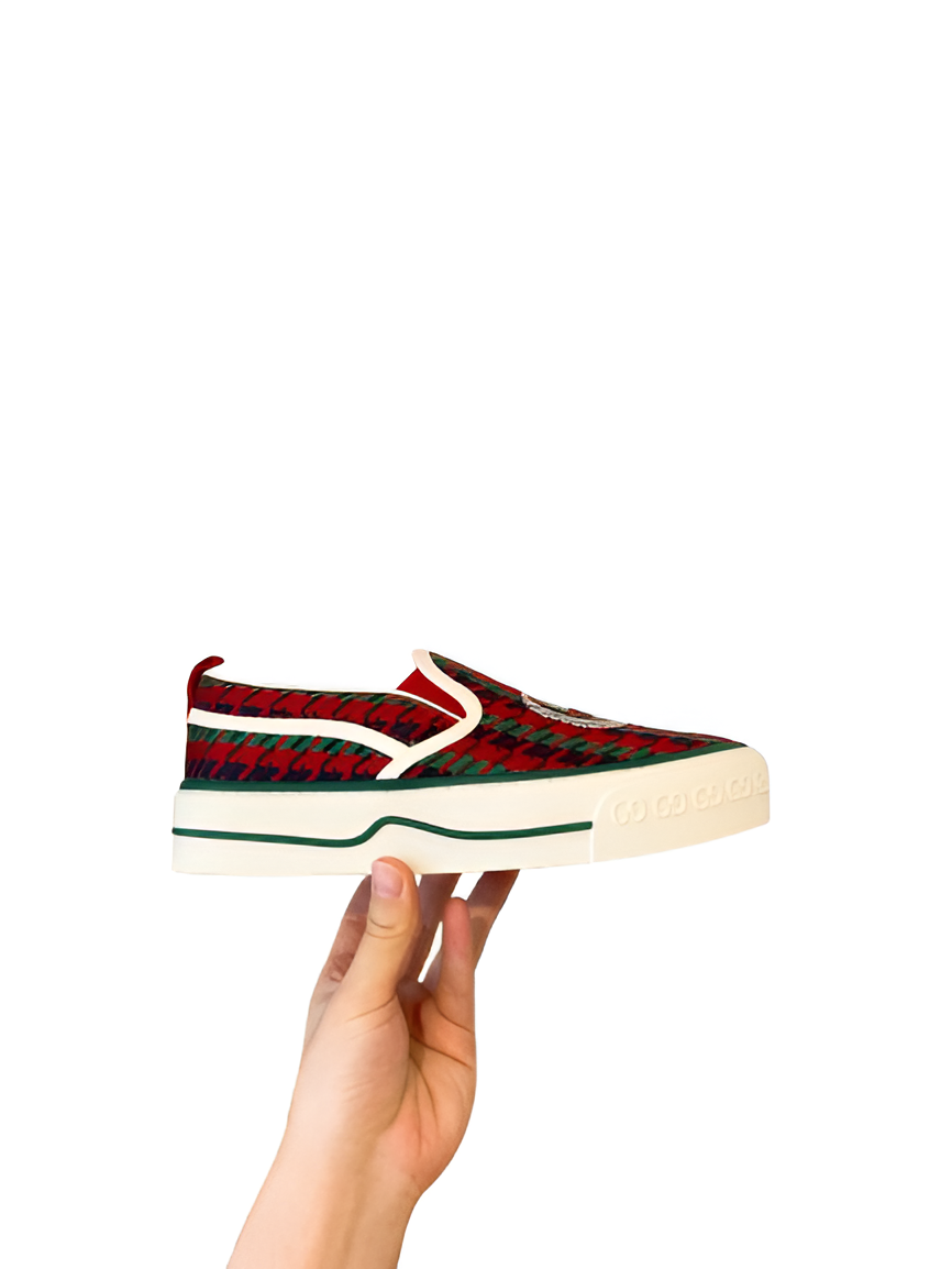 GUCCI Men's Plaid Slip-On Sneakers