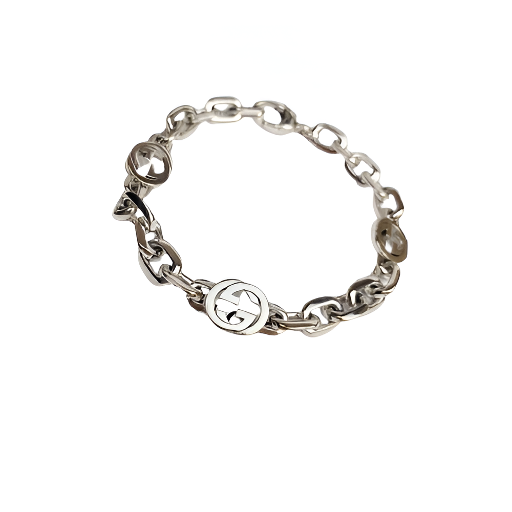 GUCCI Black Engraved Link Bracelet