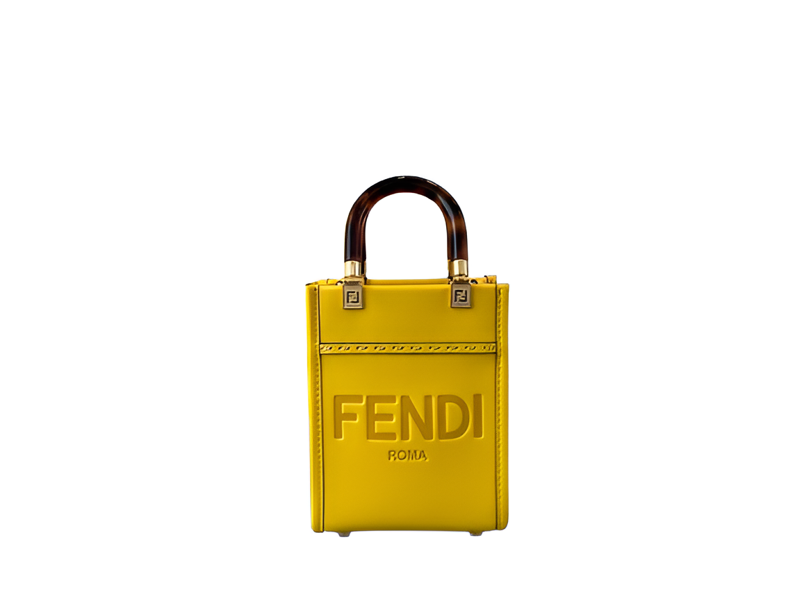 Fendi Yellow Mini Box Tote Bag