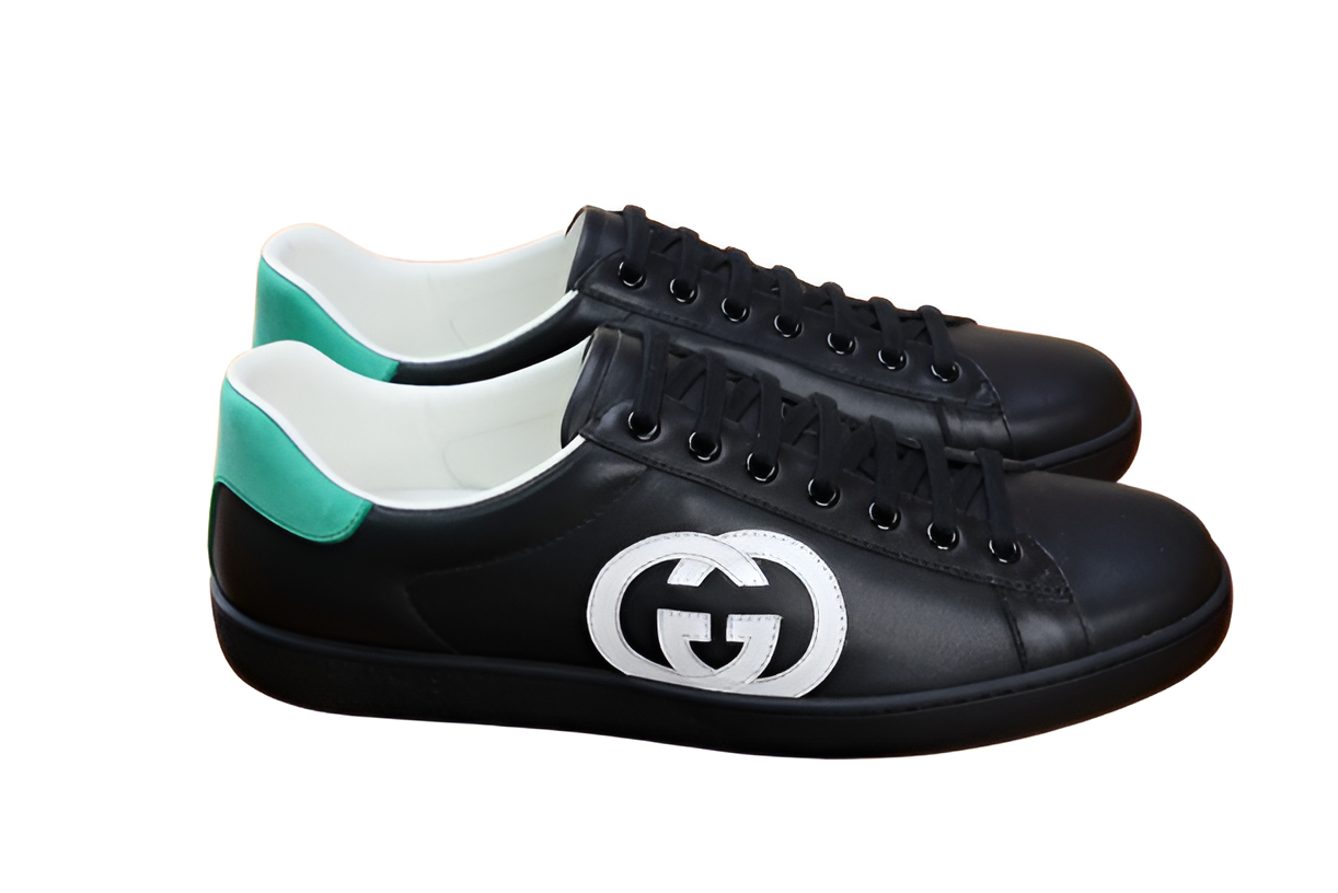 GUCCI Men's Black Leather GG Sneakers