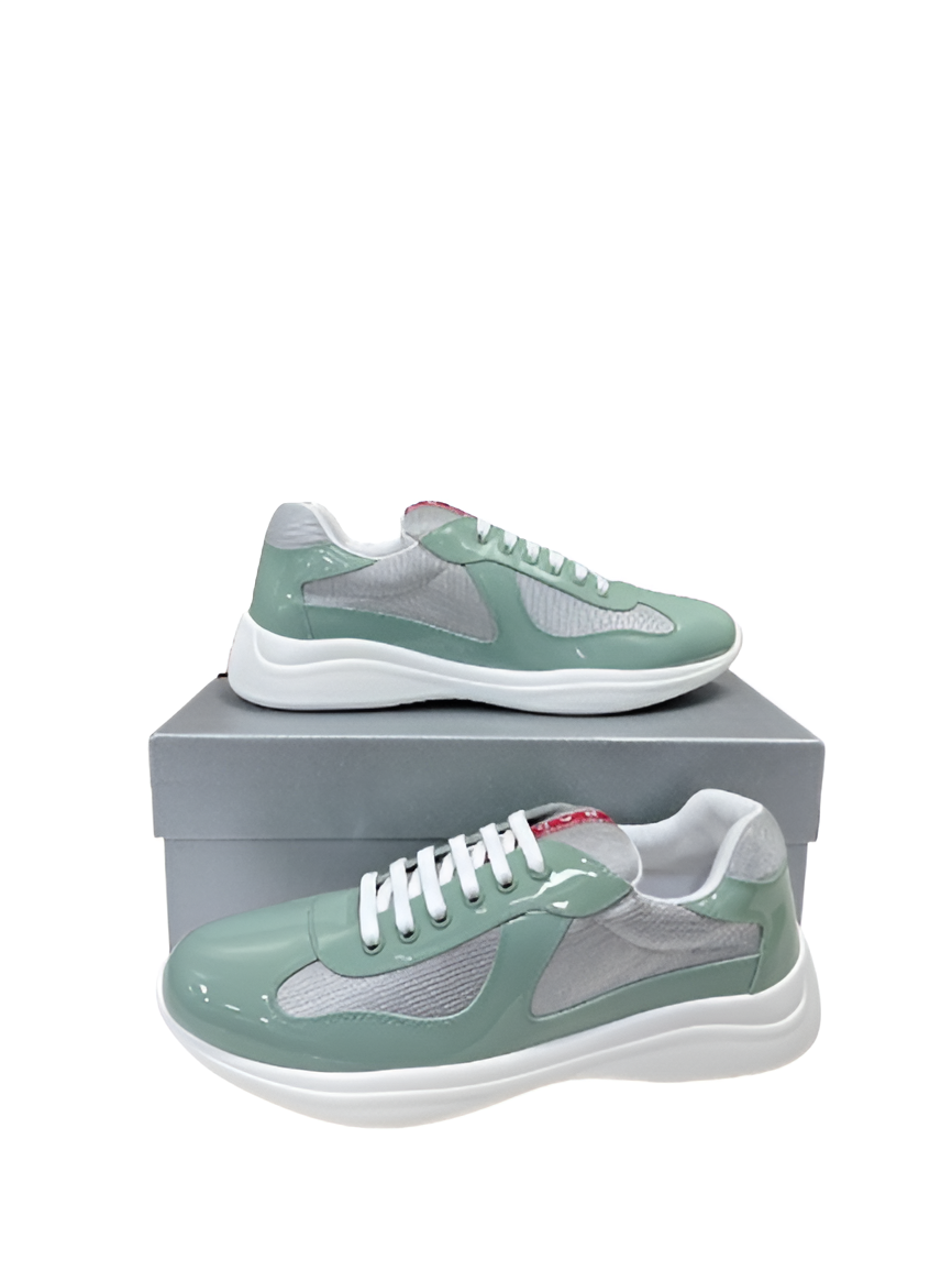 PRADA Men's Mint Green Luxe Sneakers