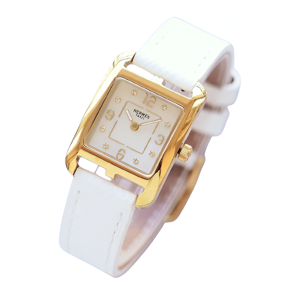 HERMÈS Gold-Plated Black Strap Watch