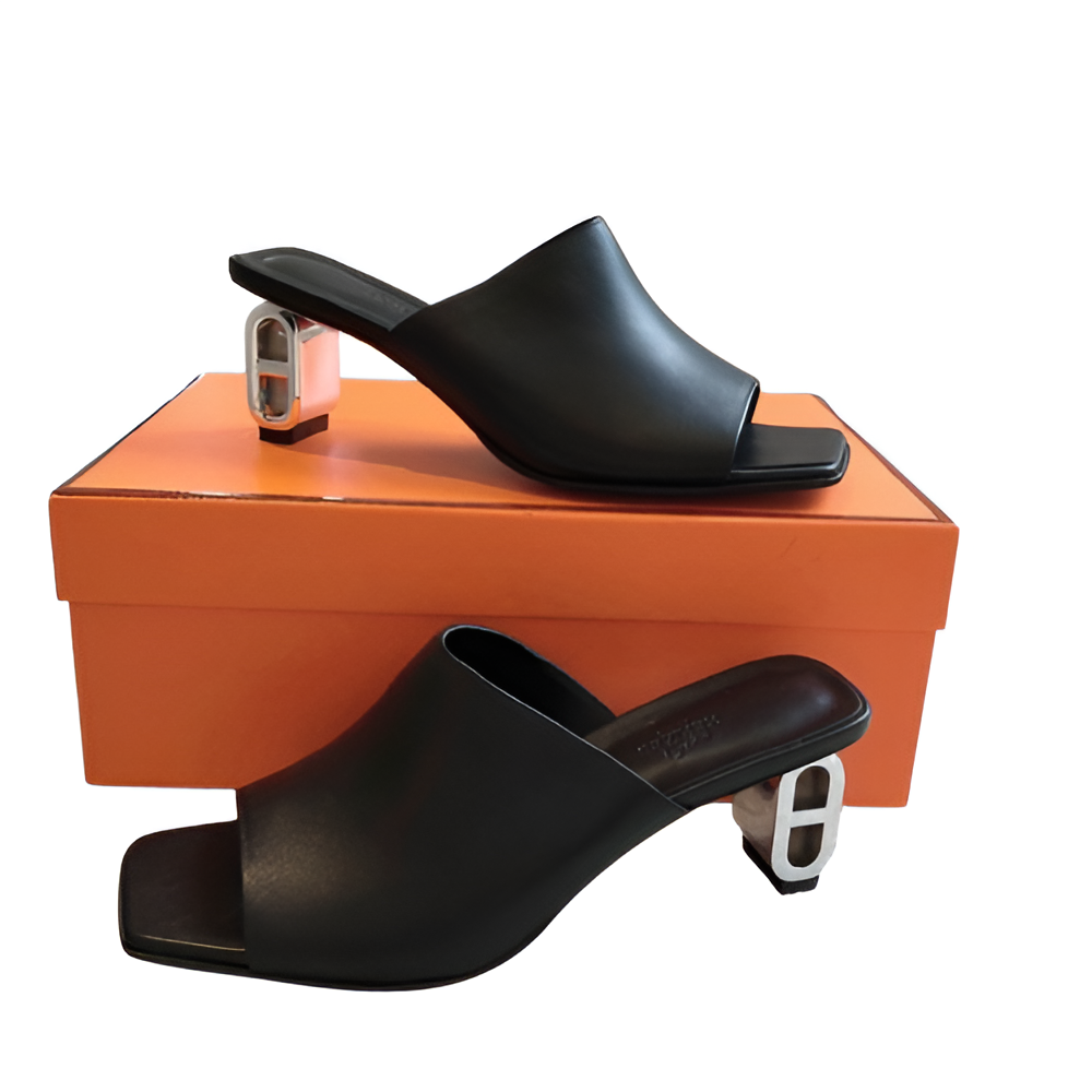 Hermes Black Open-Toe heels