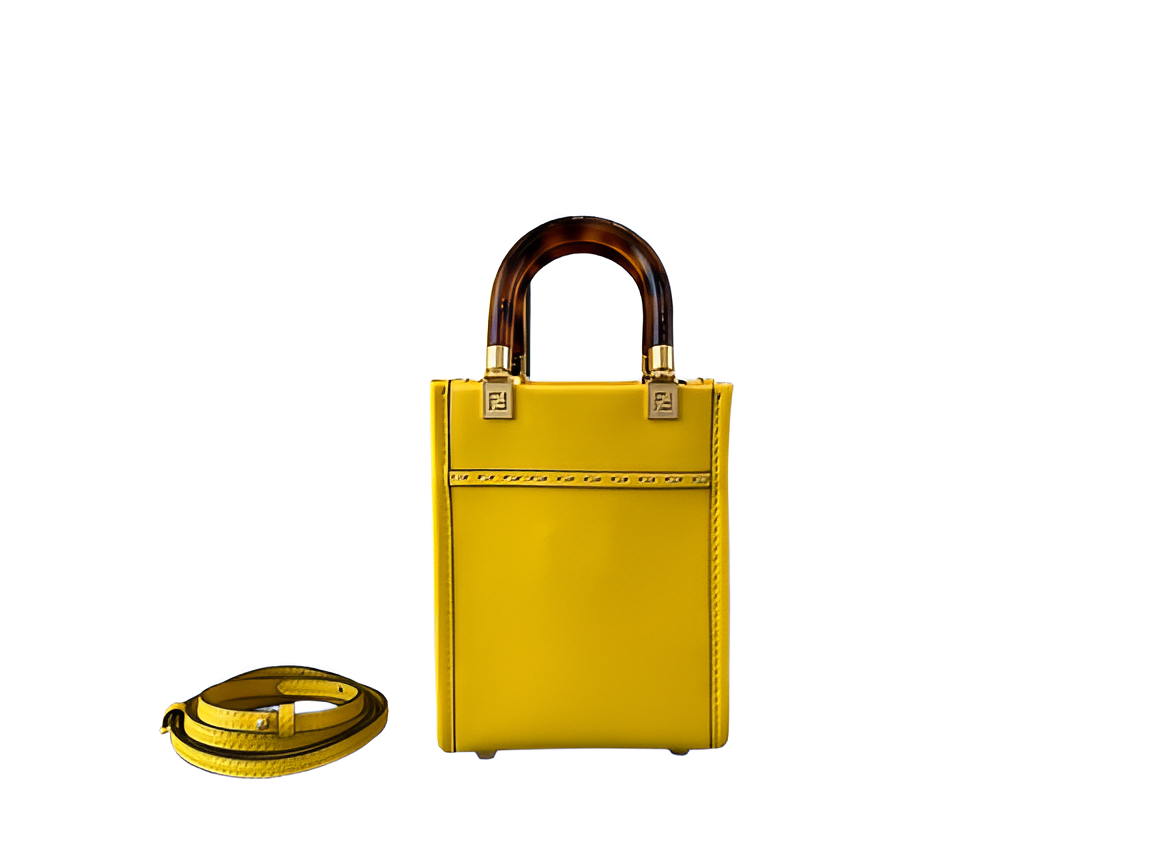 Fendi Yellow Mini Box Tote Bag