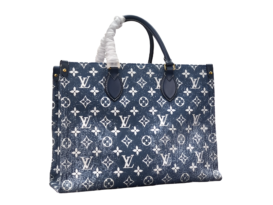 Louis Vuitton tote bag in a striking blue monogram design