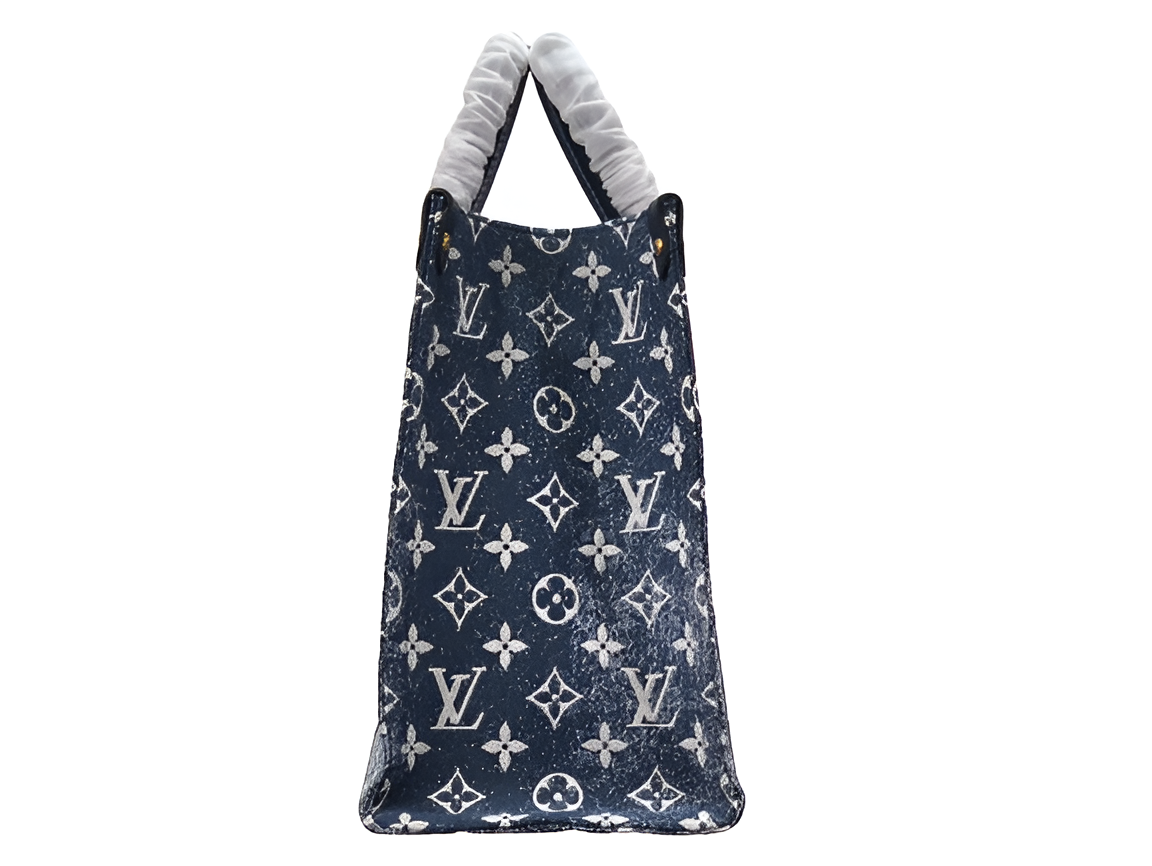 Louis Vuitton tote bag in a striking blue monogram design