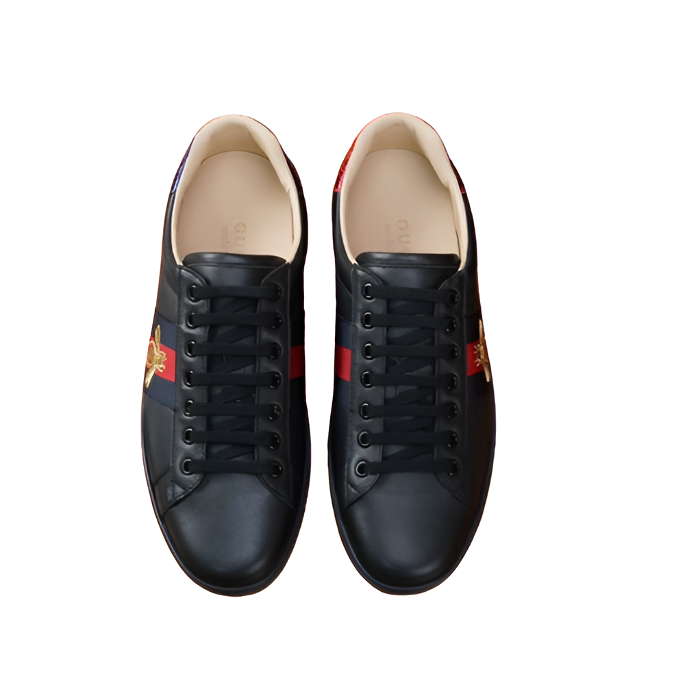 GUCCI Men's Bee Embroidered Leather Sneakers