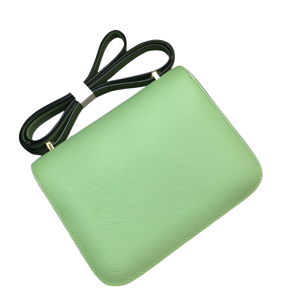 Hermes Green Leather Crossbody Bag with Gold Buckle