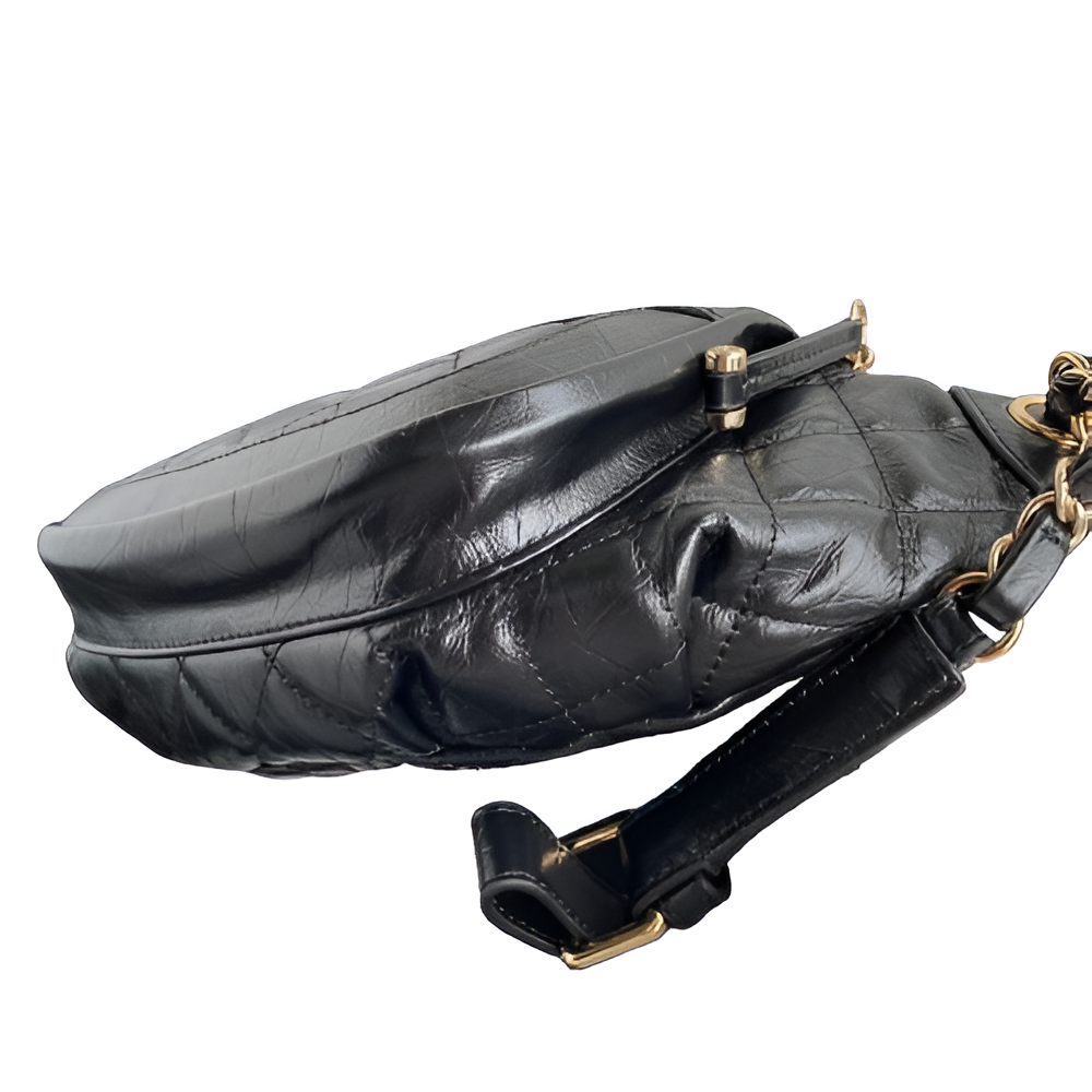 Chanel-Inspired Black Quilted Belt Bag with Mini Pouch