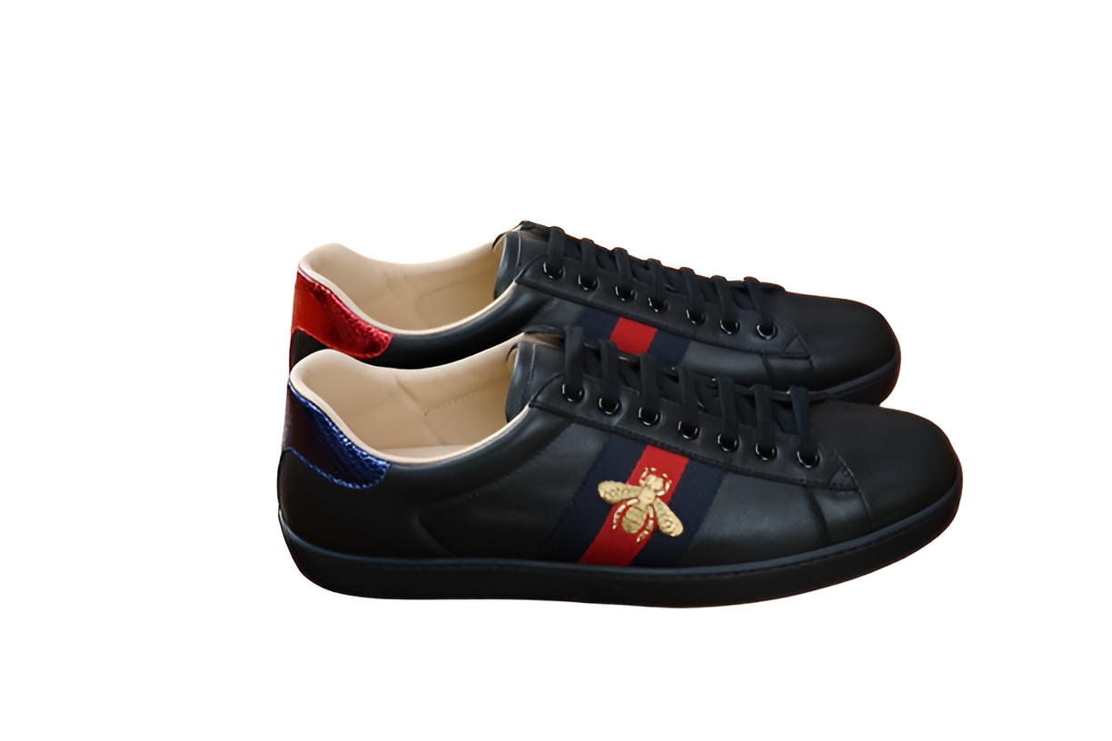 GUCCI Men's Bee Embroidered Leather Sneakers