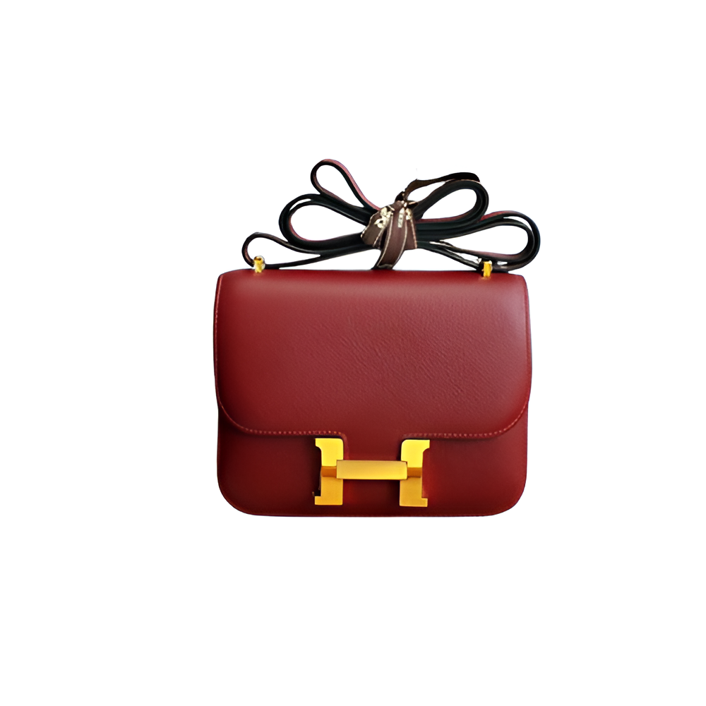 Hermes Red Leather Crossbody Bag with Gold Buckle