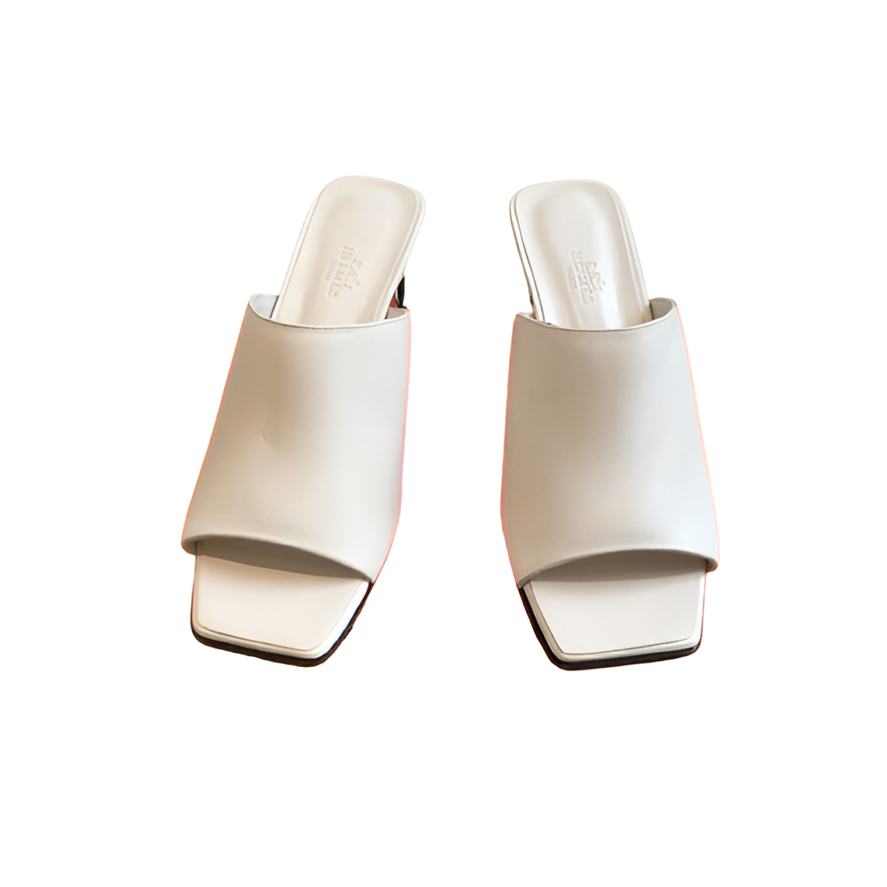 Hermes White Open-Toe