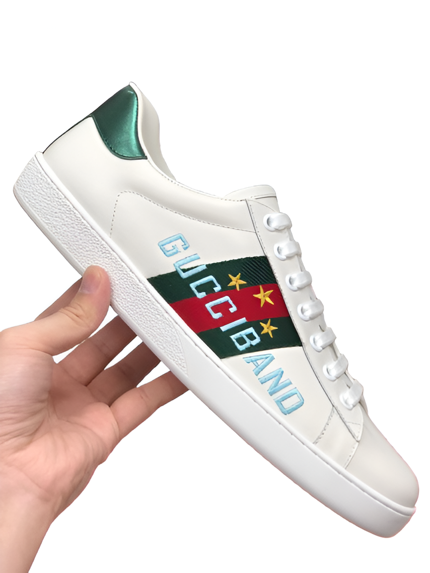GUCCI Men's 'Gucci Band' White Leather Sneakers