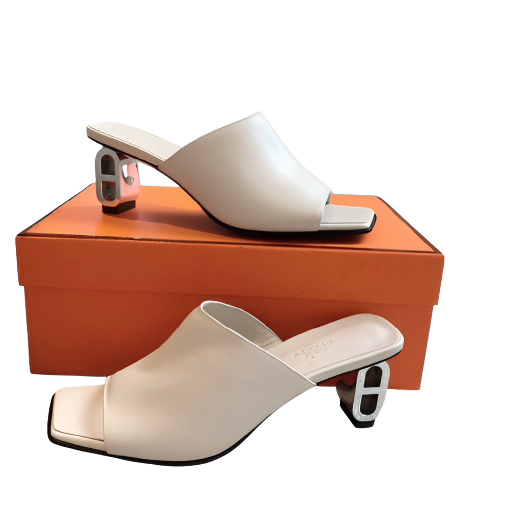 Hermes White Open-Toe