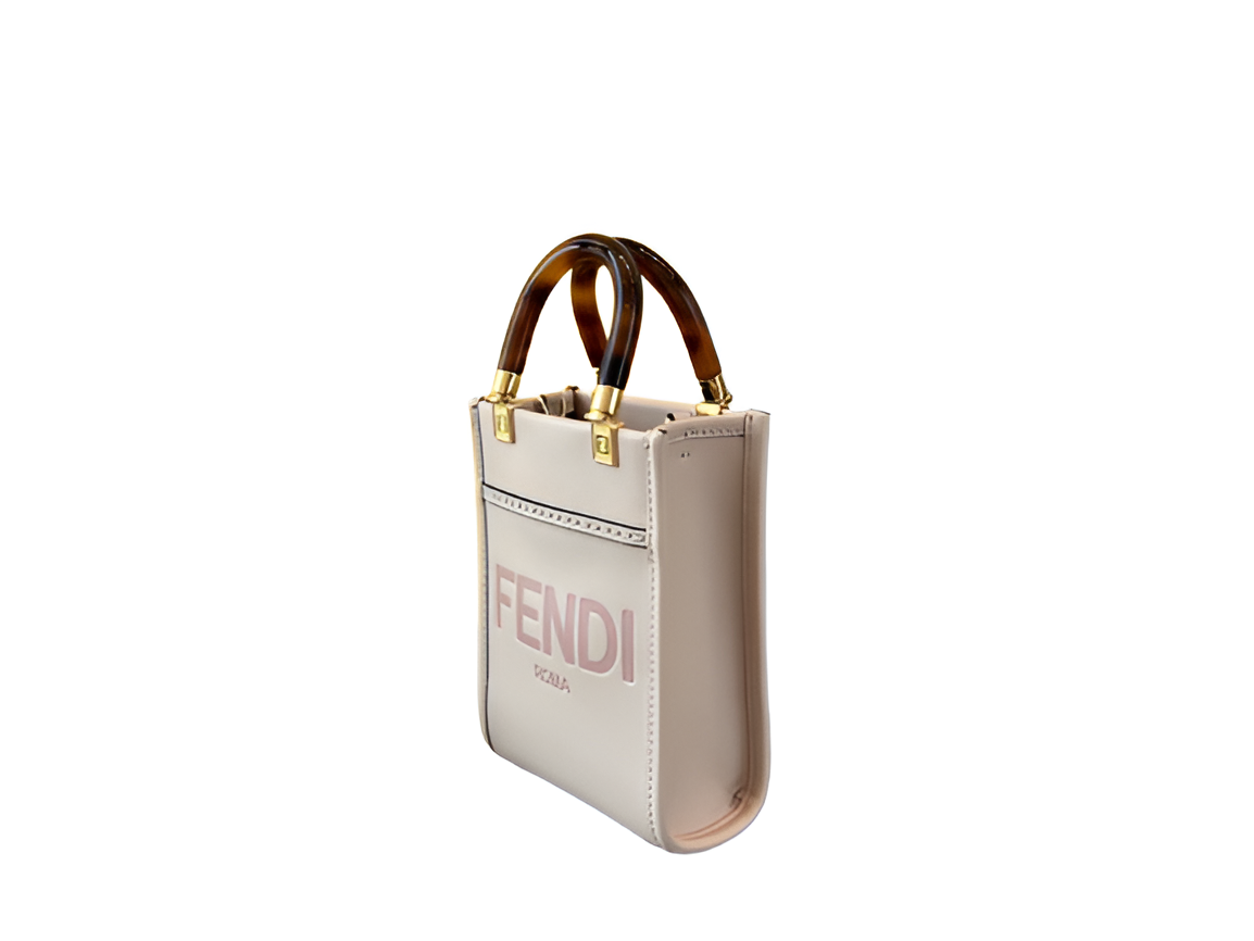 Fendi White and Pink Mini Box Tote Bag