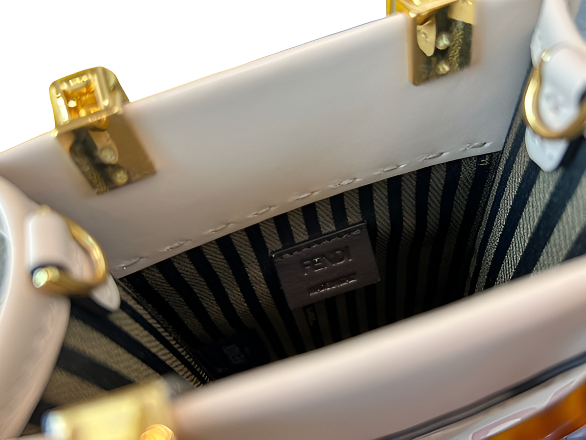Fendi White and Pink Mini Box Tote Bag