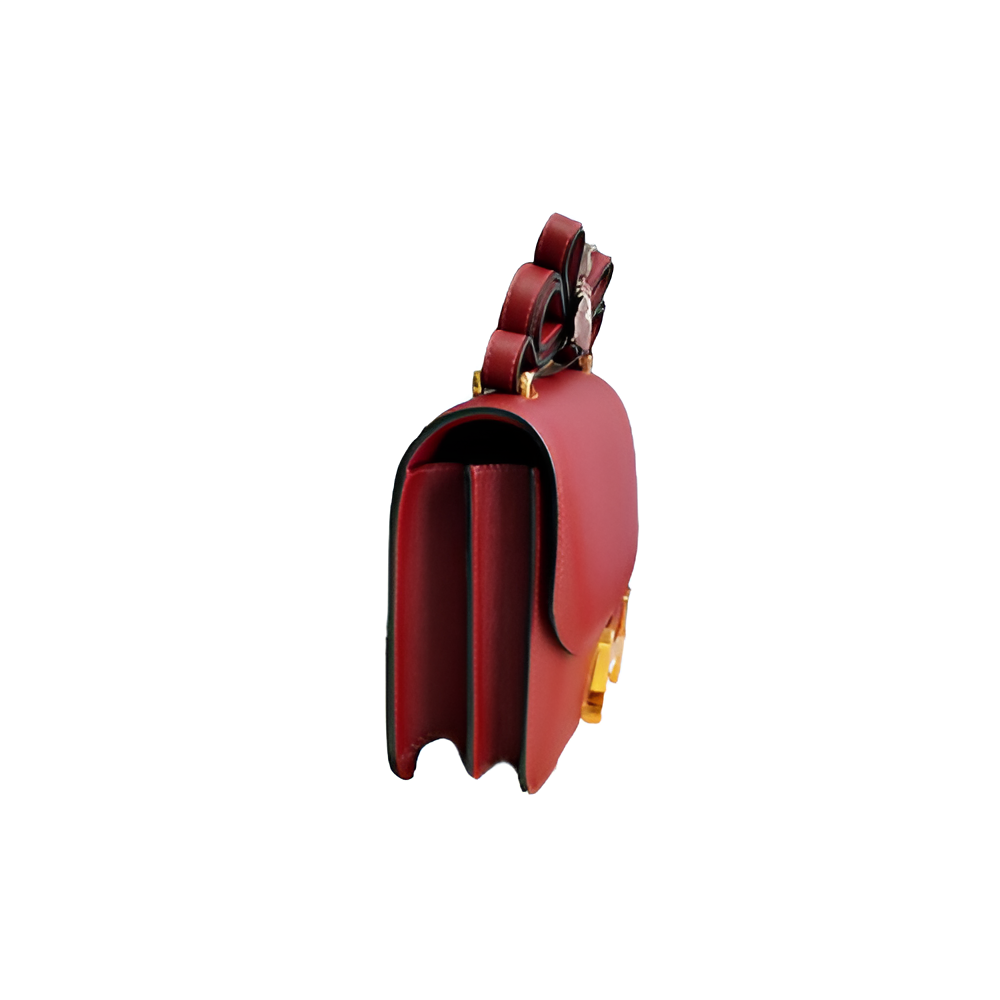 Hermes Red Leather Crossbody Bag with Gold Buckle