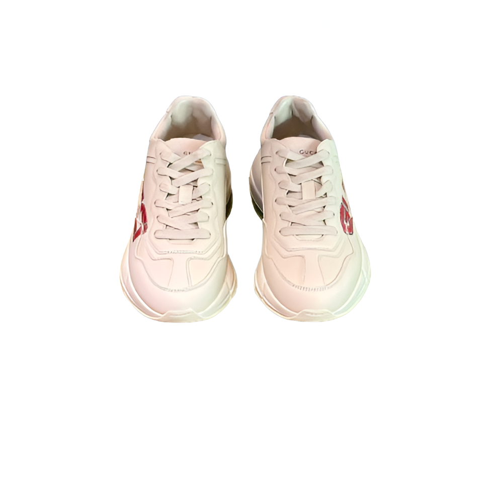 LV Men's White Sneakers with Red Accent