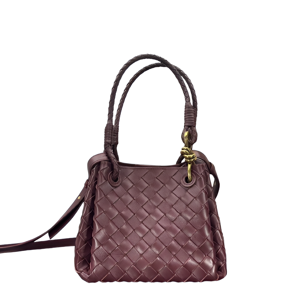 Bottega Burgundy Woven Leather Bag