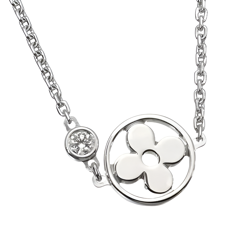 LV White Flower Pendant Necklace