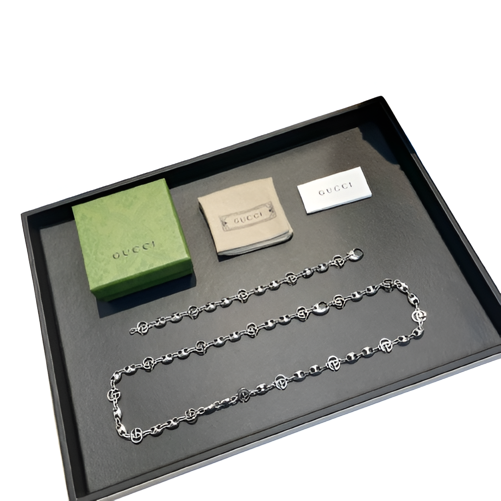 Gucci Silver Chain Necklace Set