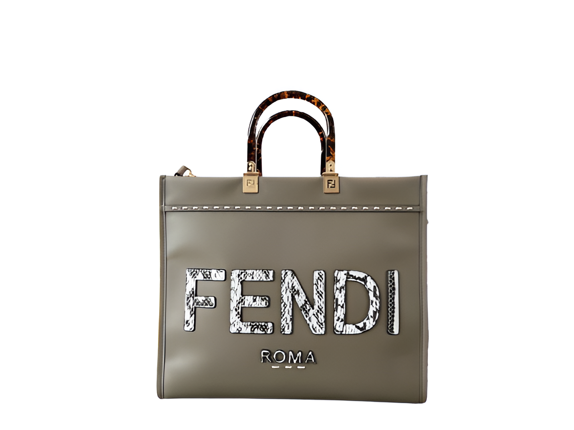 Fendi Brown Leather Handbag with Contrast Stitching