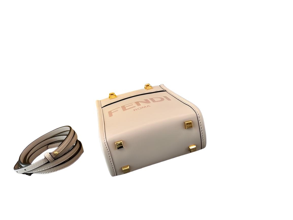 Fendi White and Pink Mini Box Tote Bag