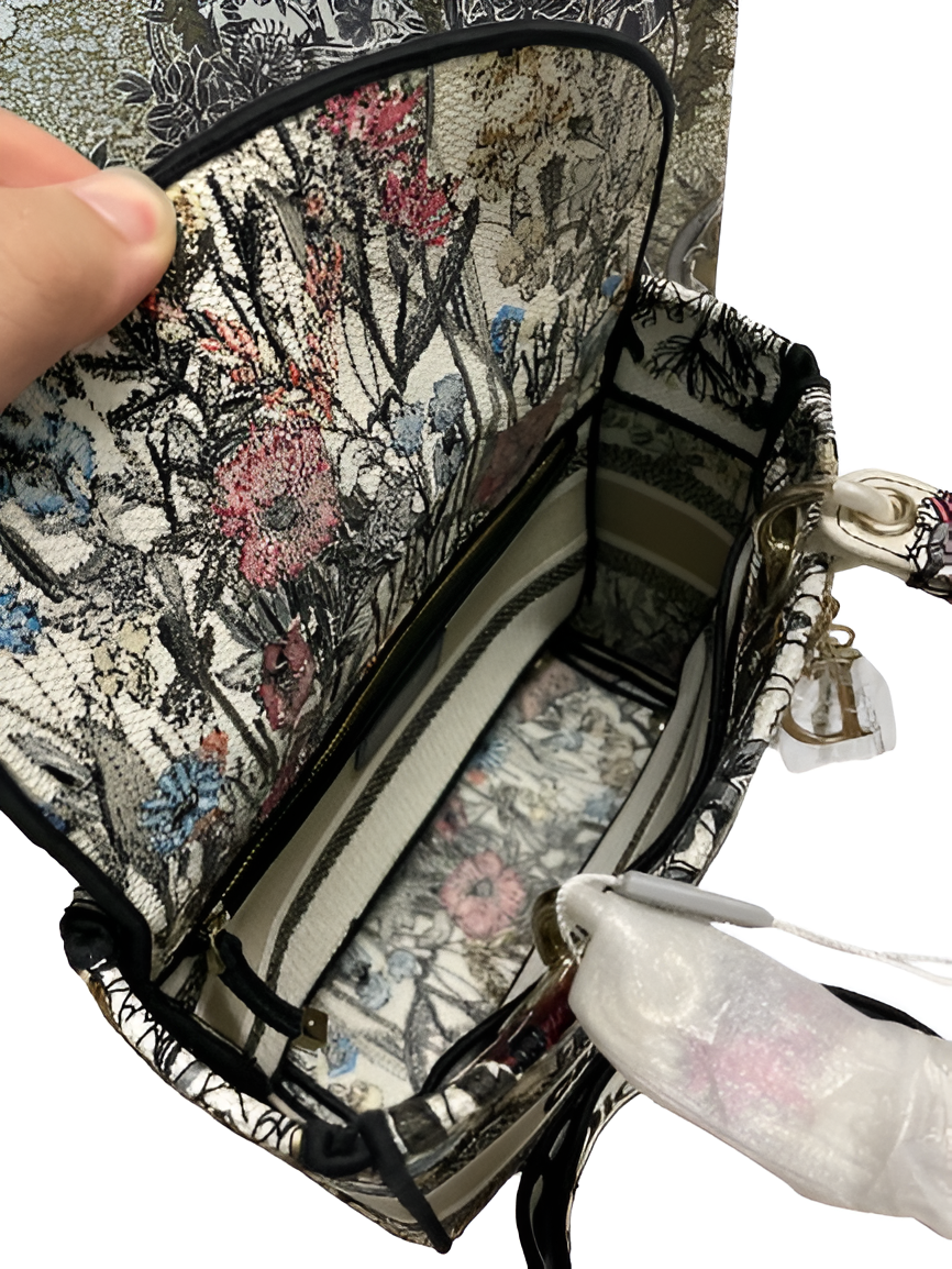 DIOR Floral Embroidered Mini Tote Bag