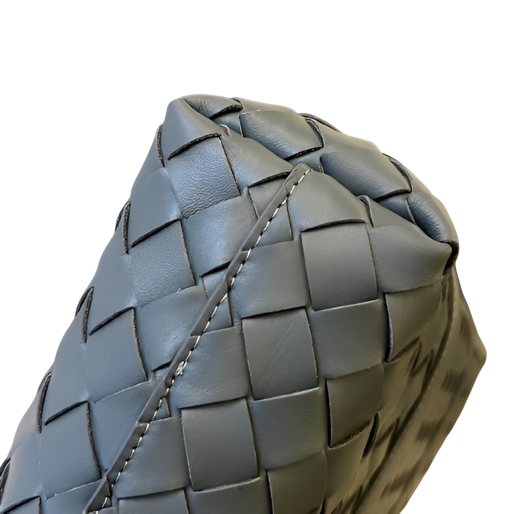 Bottega Gray Woven Leather Laptop Bag