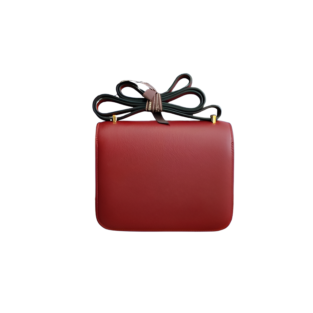 Hermes Red Leather Crossbody Bag with Gold Buckle