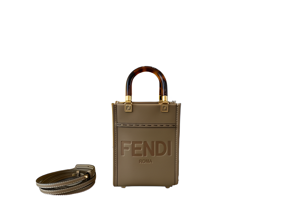 Fendi Taupe Mini Box Tote Bag