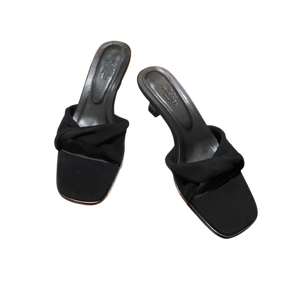 Hermes Women's Black Heeled Sandals