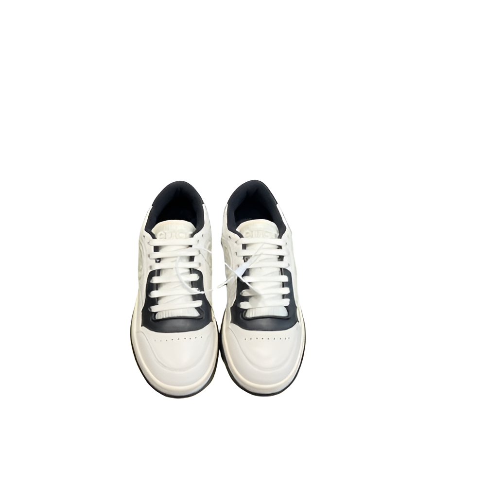 GUCCI Women's Black and White Sneakers with Embossed Logo