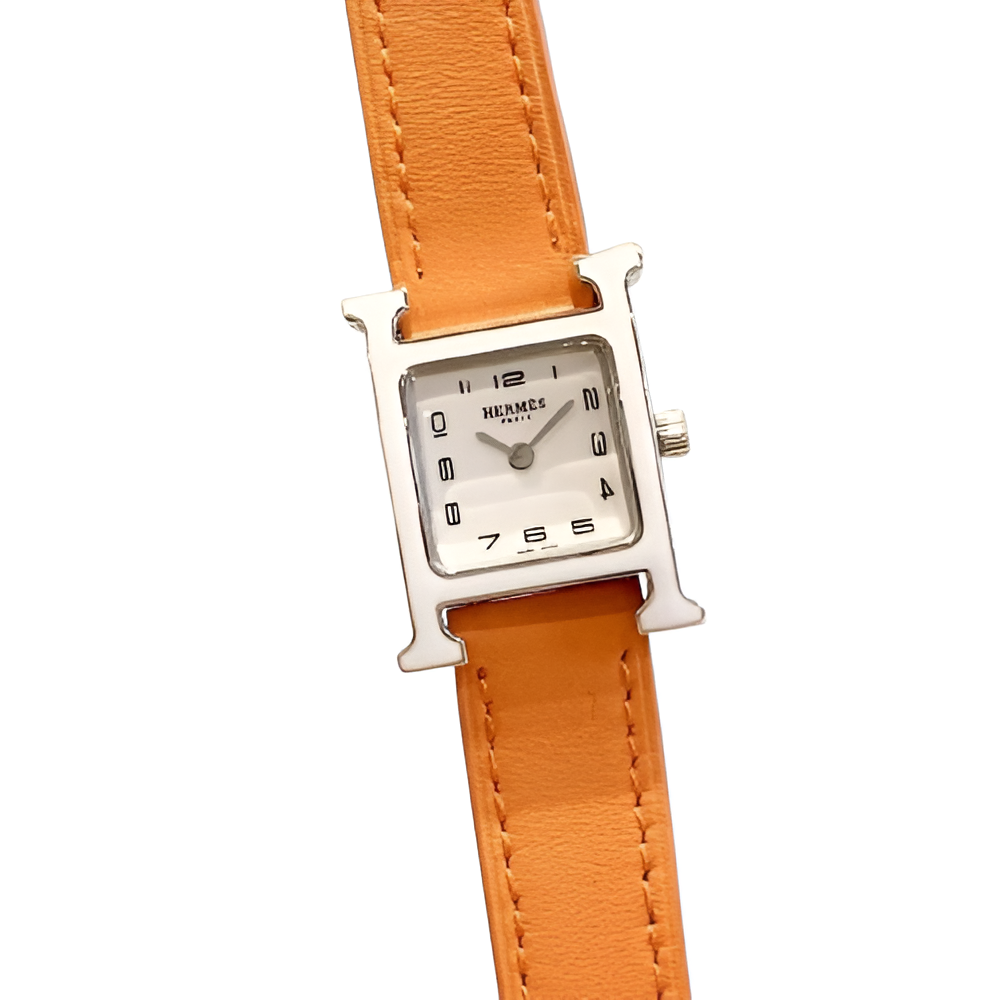HERMÈS Orange Leather Watch