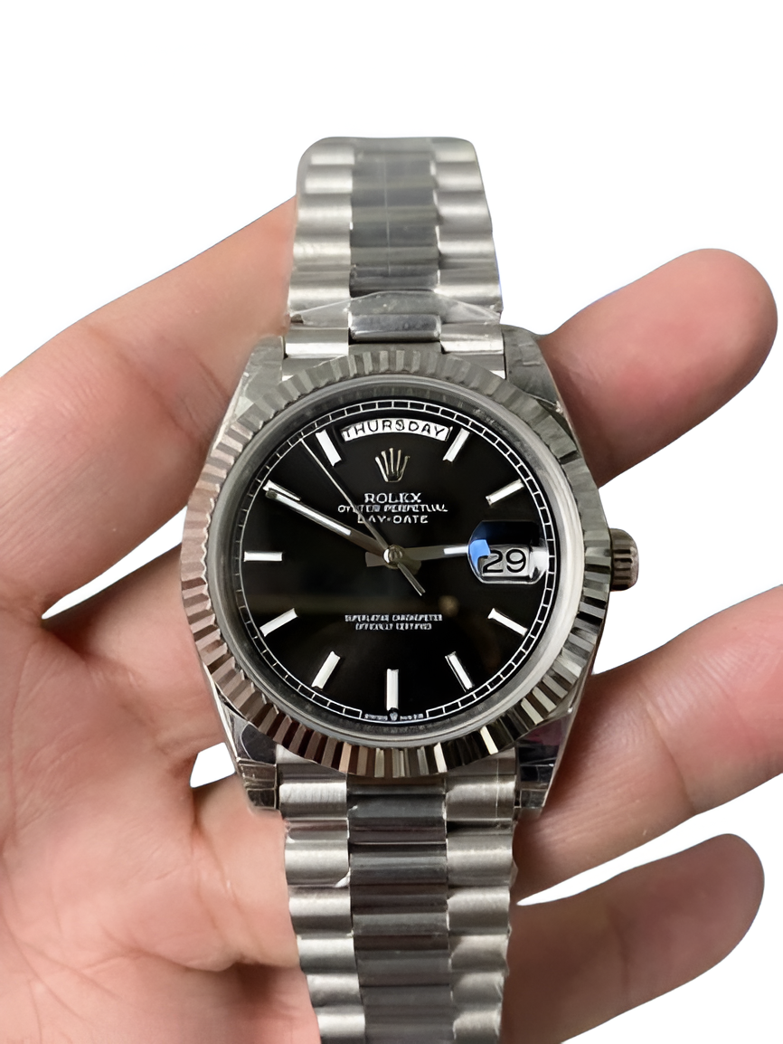Rolex Day-Date – Black Dial Stainless Steel