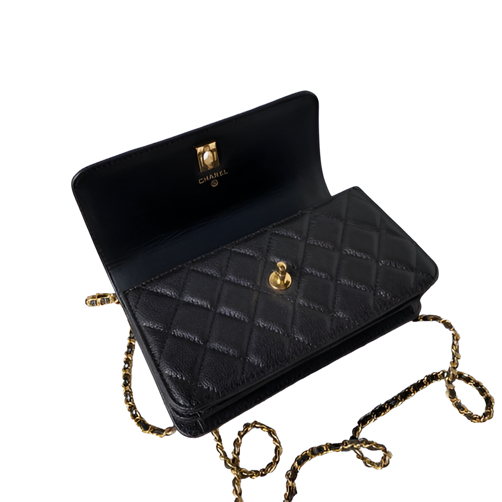 Chanel-Inspired Quilted Crossbody Bag with Chain Charm