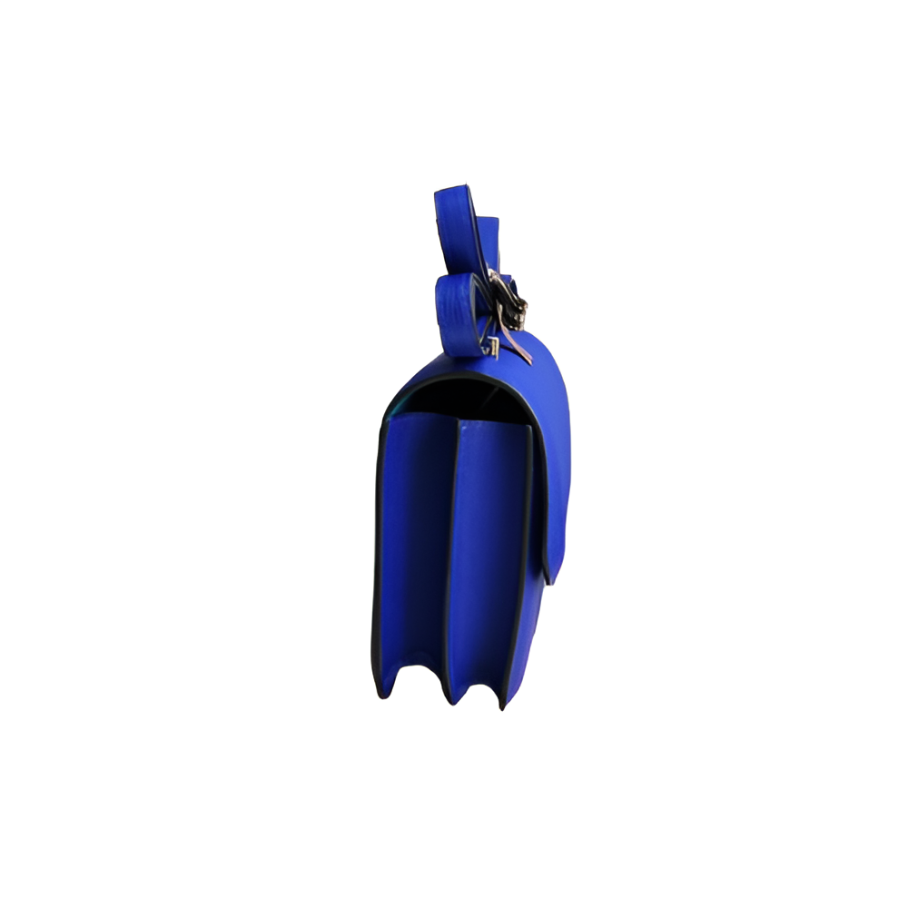 Hermes Royal Blue Leather Crossbody Bag with Gold Buckle