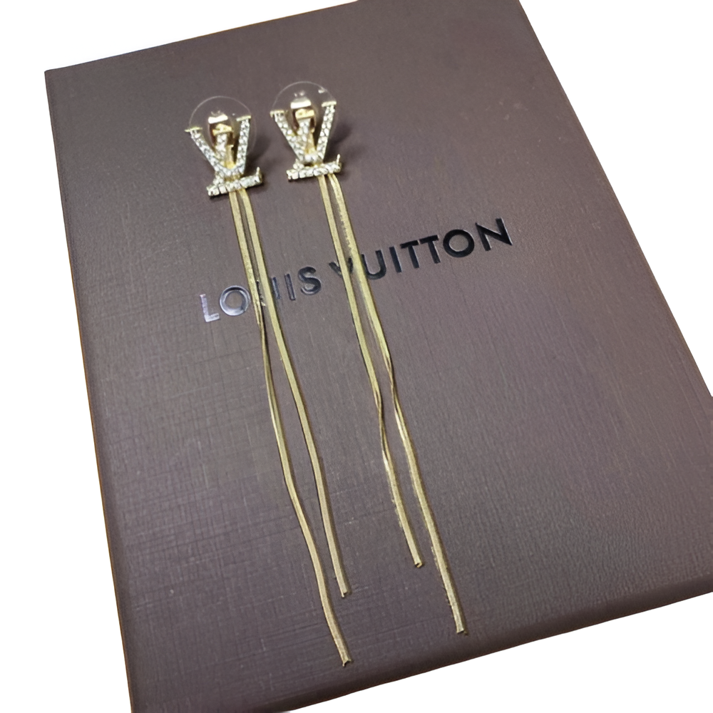 LV Tassel Earrings - Gold & Crystal