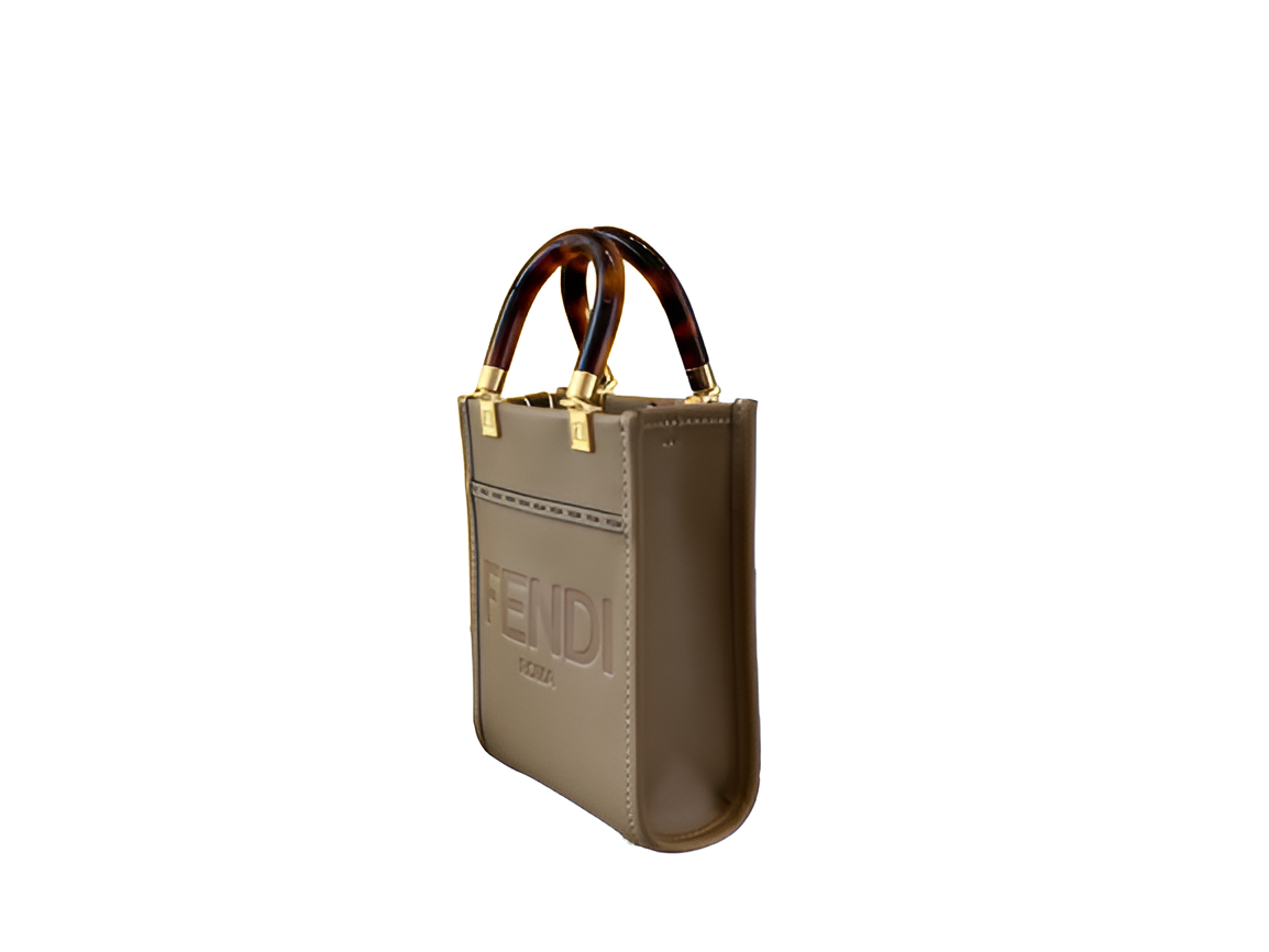 Fendi Taupe Mini Box Tote Bag