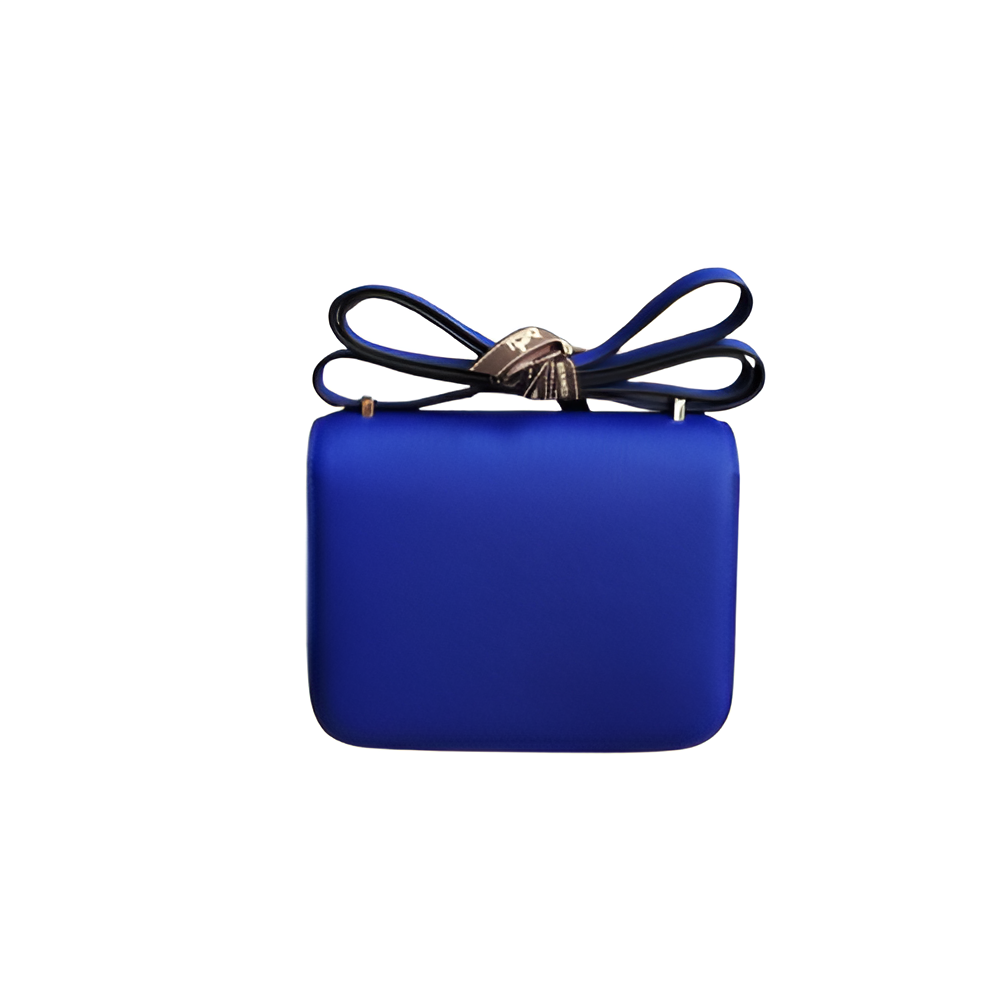 Hermes Royal Blue Leather Crossbody Bag with Gold Buckle