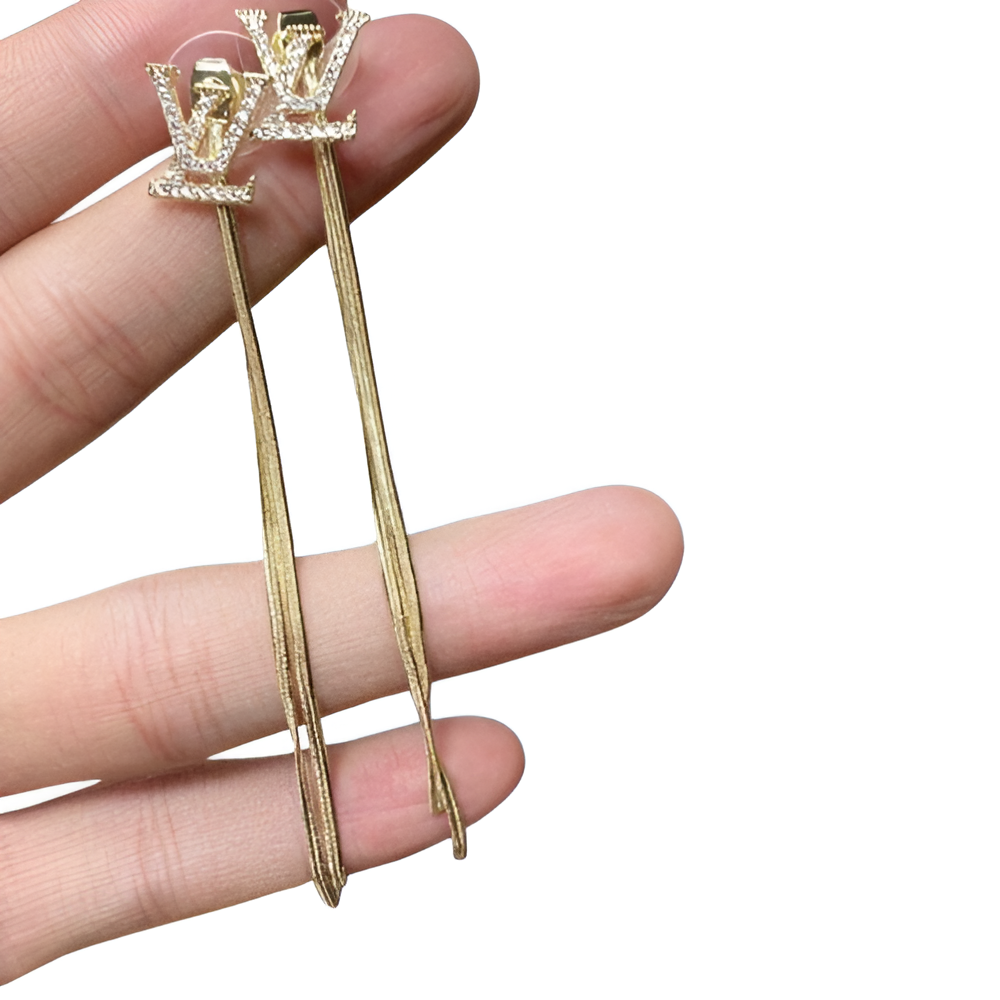 LV Tassel Earrings - Gold & Crystal