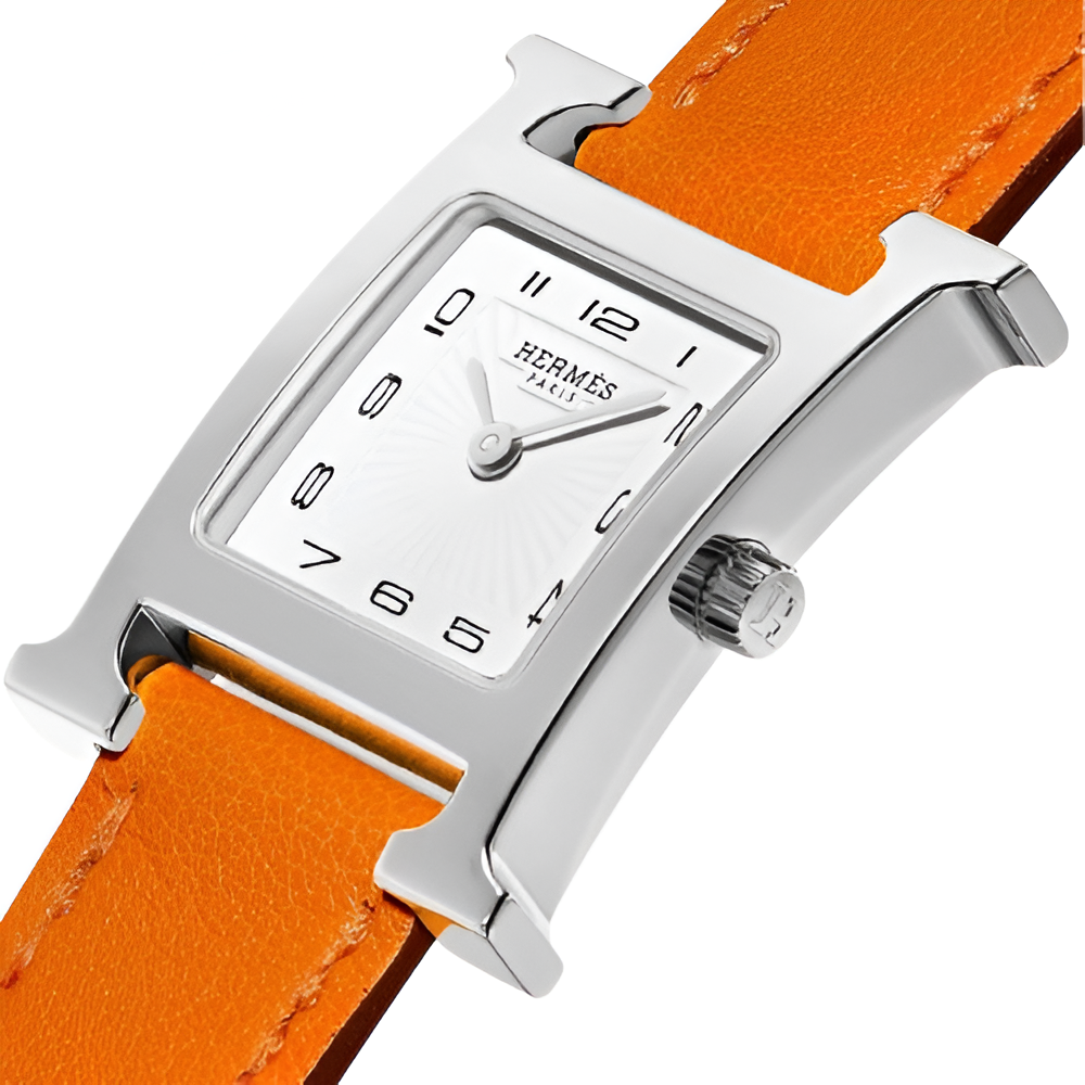 HERMÈS Orange Leather Watch