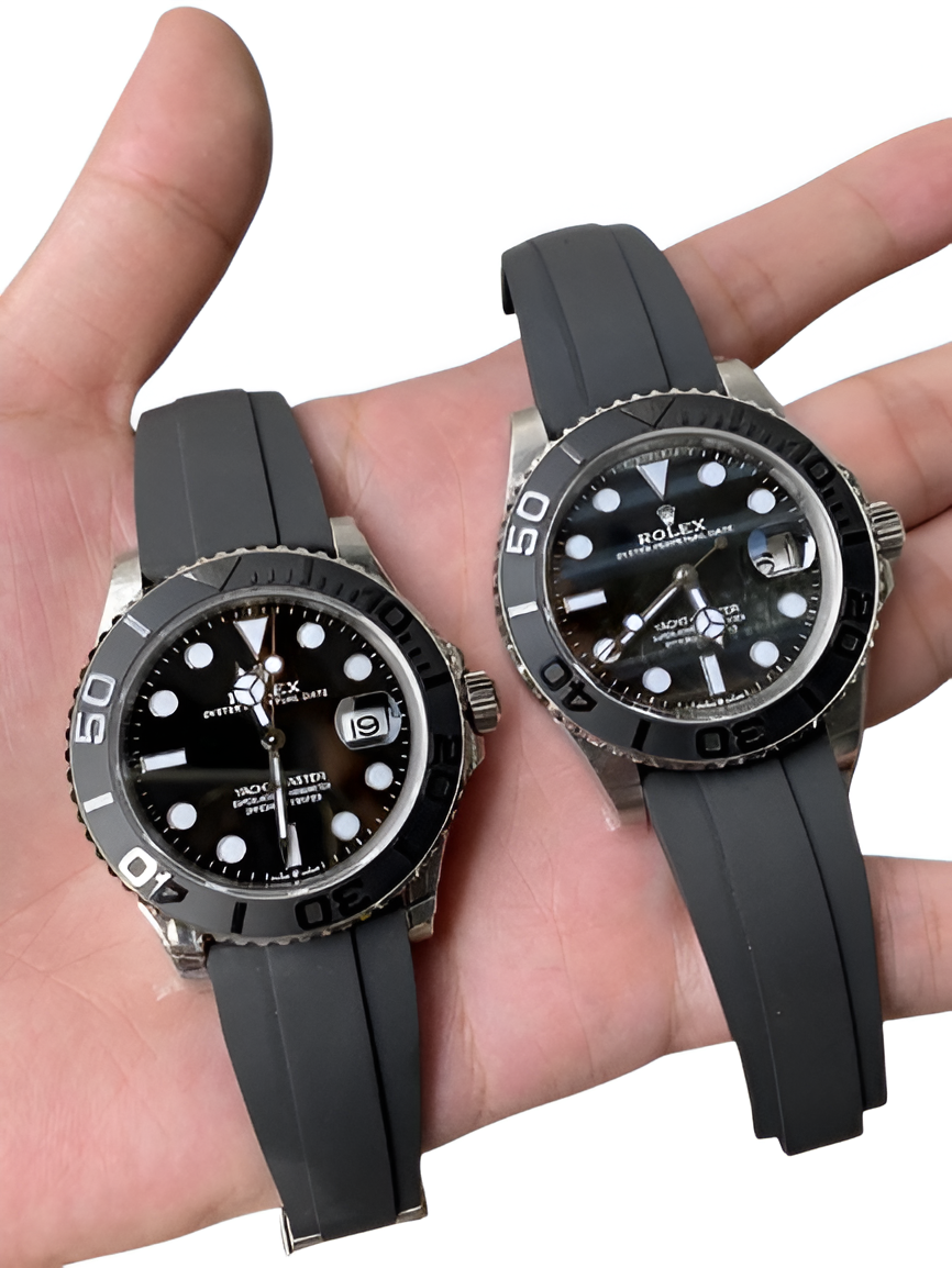 Rolex Yacht-Master Black Dial Rubber Strap Watch