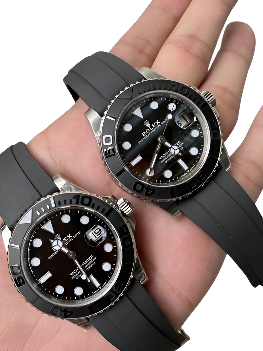 Rolex Yacht-Master Black Dial Rubber Strap Watch