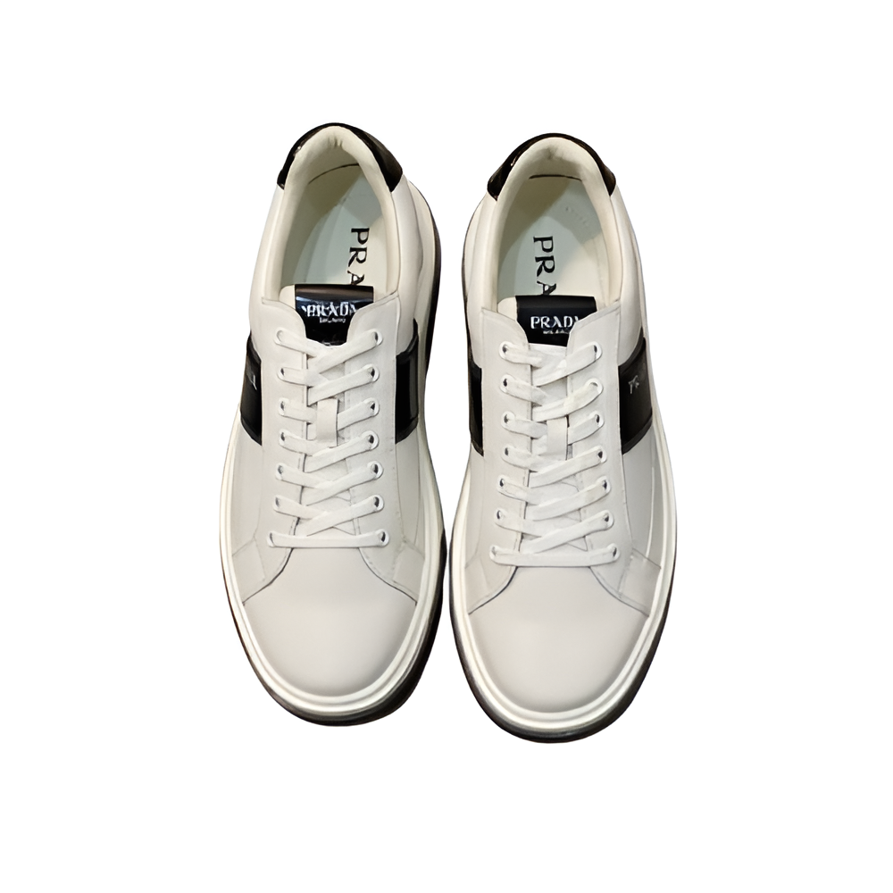 PRADA Men's White & Black Luxe Sneakers