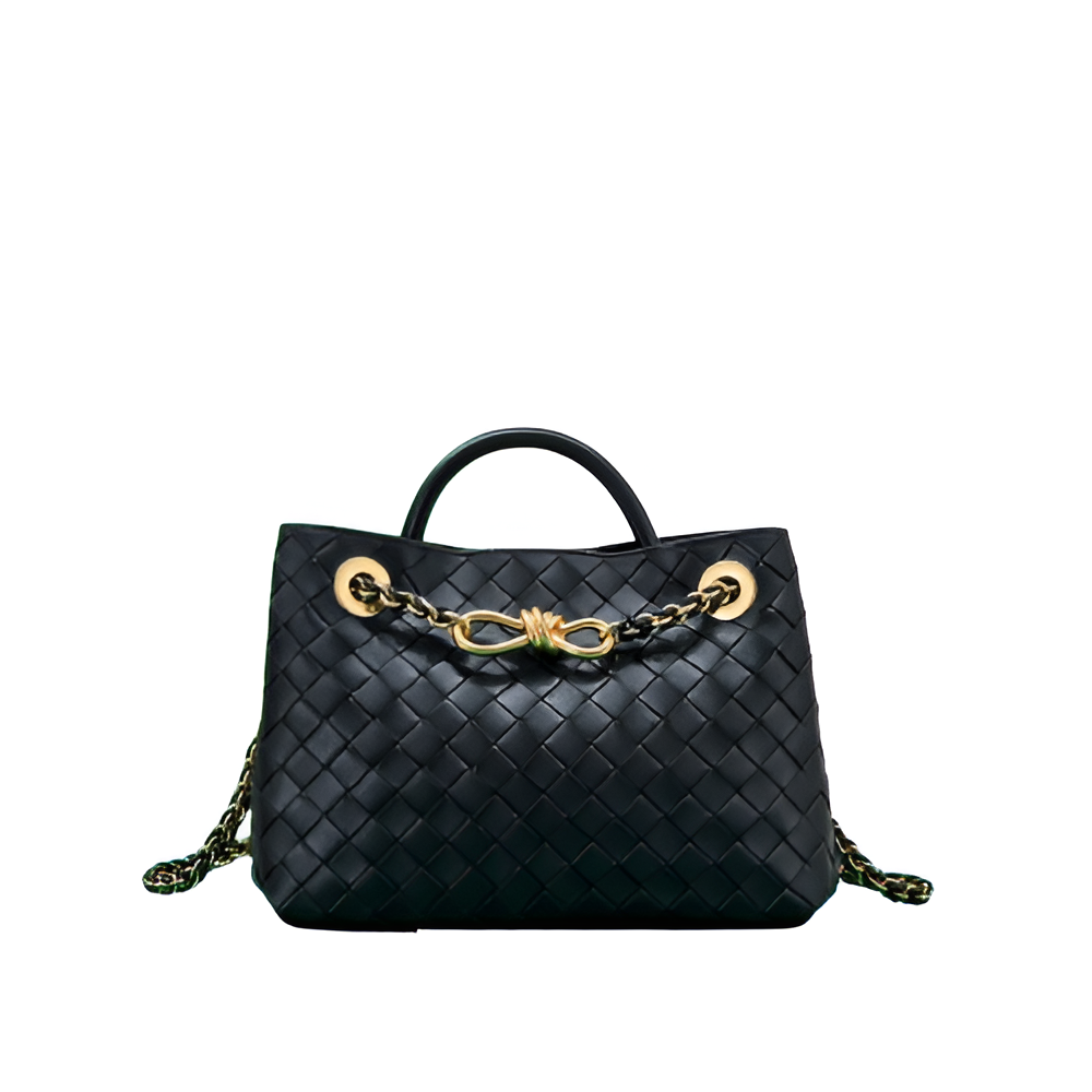Bottega Black Woven Leather Chain Bag