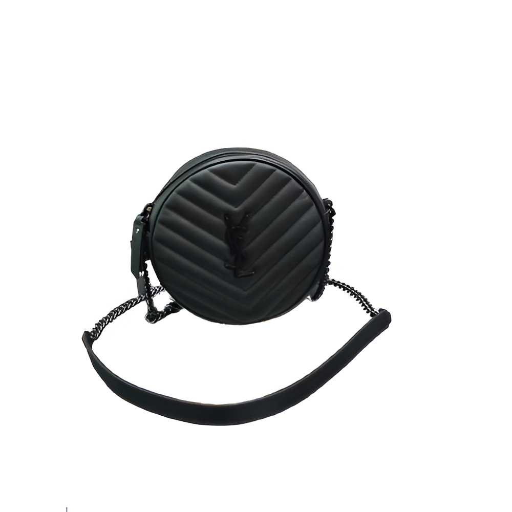 YSL Black Quilted Round Crossbody Bag