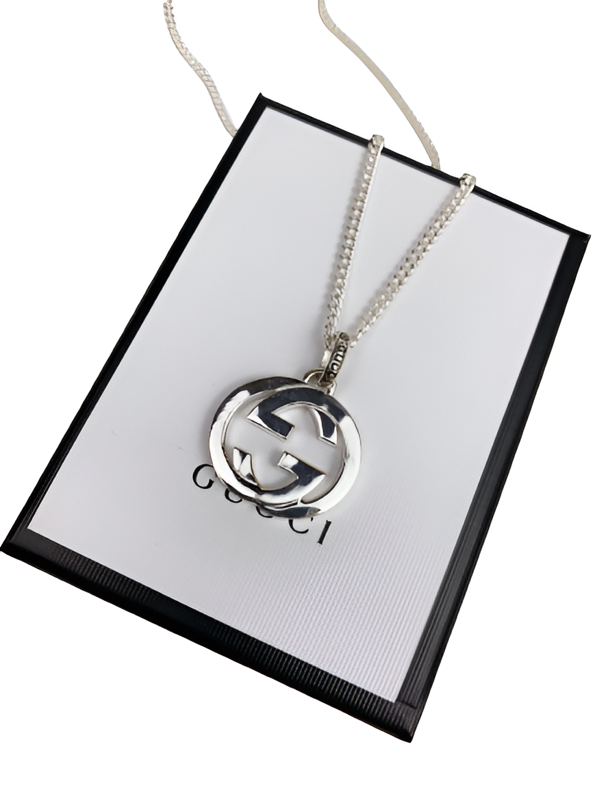 Gucci Silver Interlocking GG Pendant Necklace