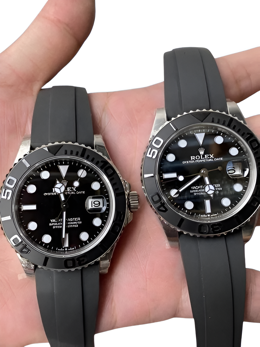 Rolex Yacht-Master Black Dial Rubber Strap Watch