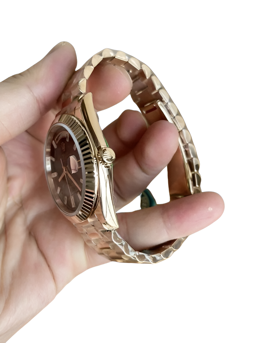 Rolex Day-Date Rose Gold Black Dial Watch